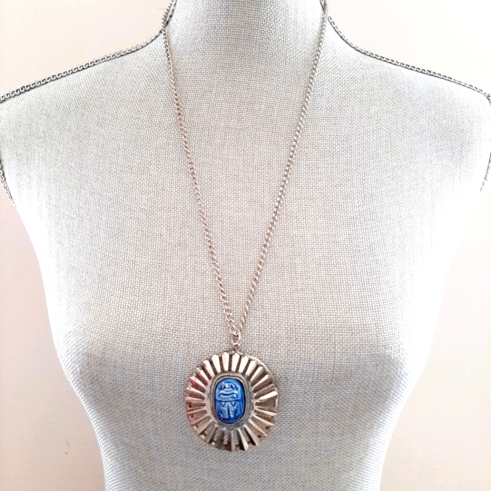 Vintage Tribal Long Silver Necklace